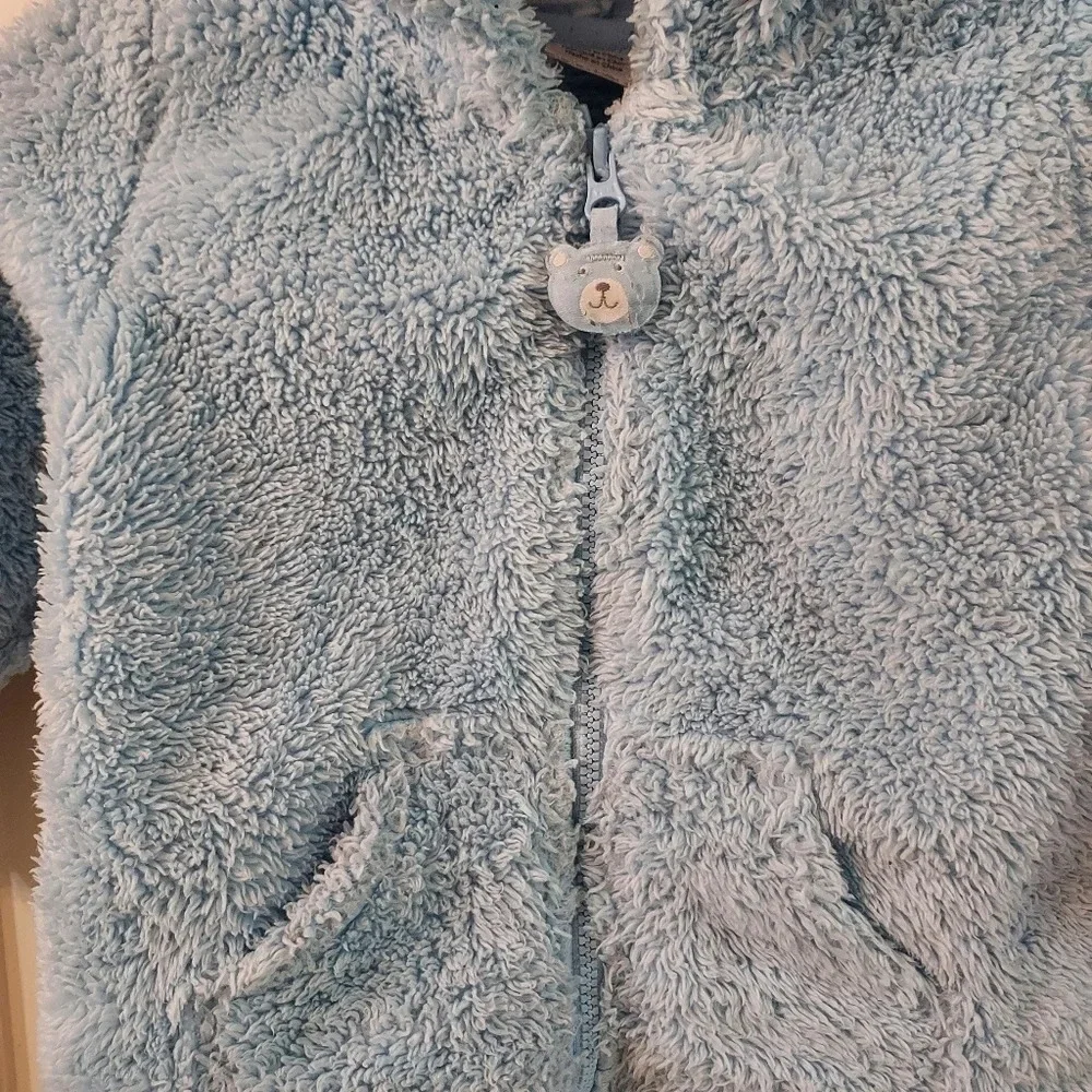 Carter's Baby Boy Blue Bear Sherpa Hooded Jacket Zip in Size 12M